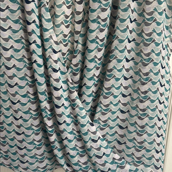 CAbi Blue and White Wrap Top with V-Neck Blouse - Picture 2 of 3